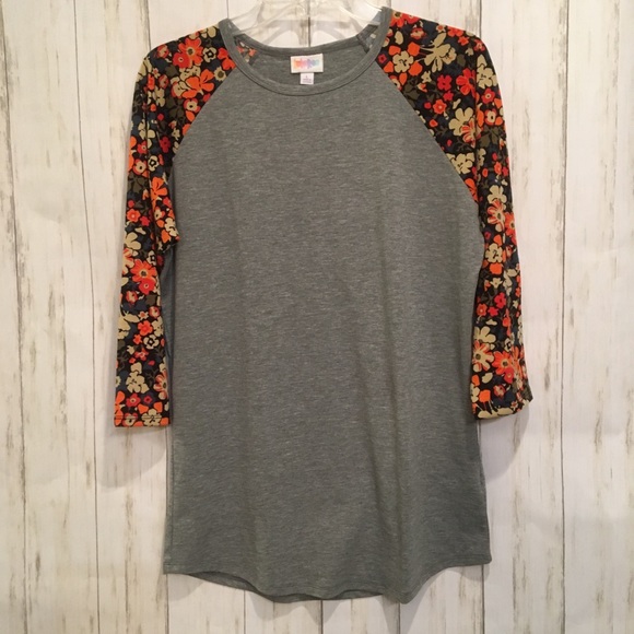LuLaRoe Tops - ❄️LuLaRoe gray and orange floral randy top - L